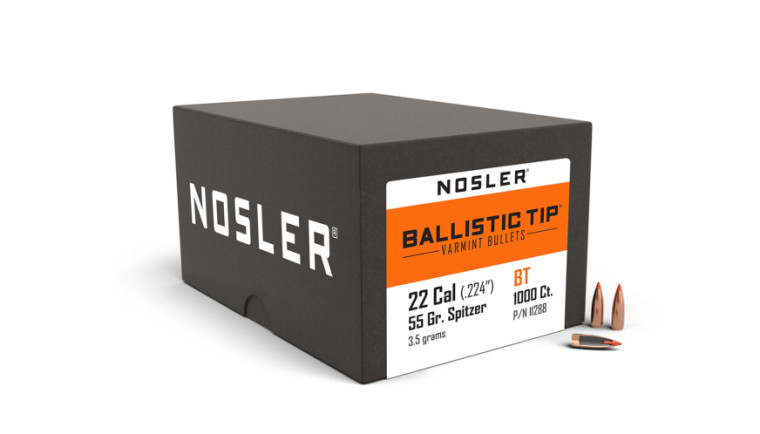 Nosler Ballistic Tip Varmint Projectiles .22 Cal (.224) 55gr 1000