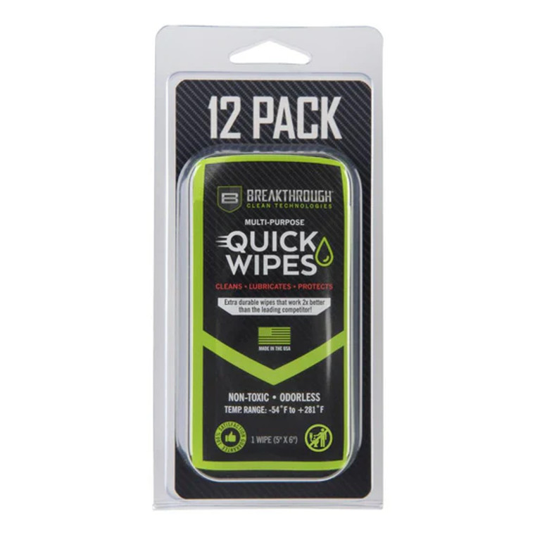 Breakthrough Synthetic CLP Quick Wipes - 12 Pack -(5'' X 6'' Wipes)