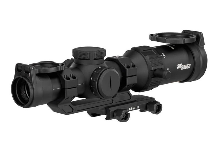 Sig Sauer SPR Riflescope - 1-4 x 24mm, 30mm SFP, Hellfire FL-4 Illuminated Reticle, 0.5 MOA, Adj, Capped Turret, (with 1.535 Mount) - Black