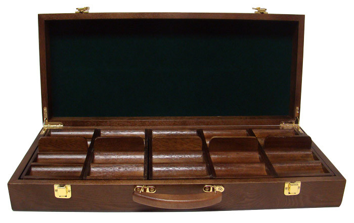 500 Ct Walnut Wooden Poker Chip Case