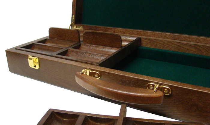 500 Ct Walnut Wooden Poker Chip Case
