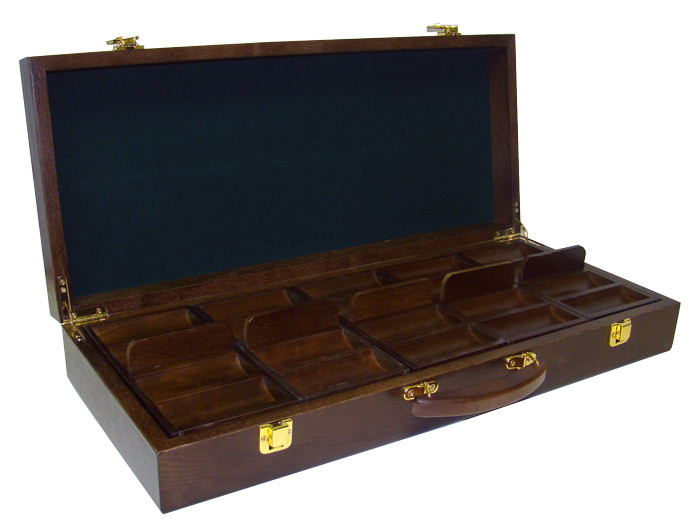 500 Ct Walnut Wooden Poker Chip Case