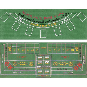 Blackjack and Craps 2 Sided Layout 36 x 72 inch