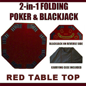 2 in 1 Red Folding Poker & Blackjack Table Top w/ Case 2 in 1 Red Folding Poker & Blackjack Table Top w/ Case