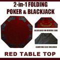 2 in 1 Red Folding Poker & Blackjack Table Top w/ Case