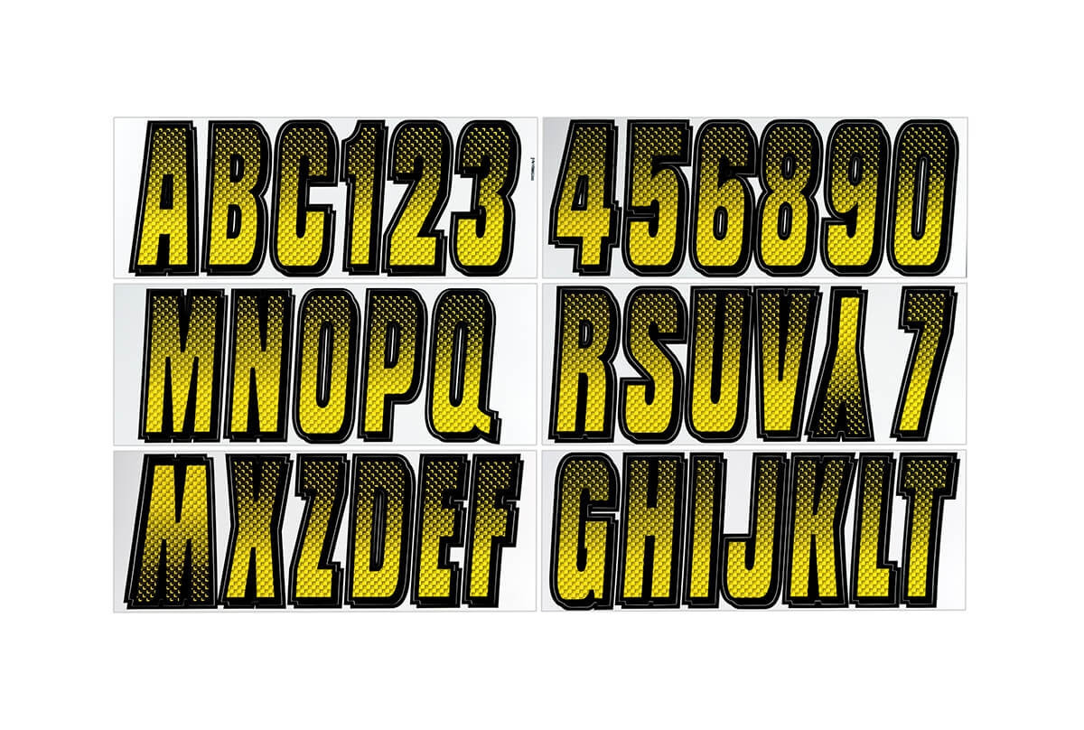 カッティングダイ　一覧 Kawasaki Lettering Yellow/Black 3″ Registration Kit - Hardline