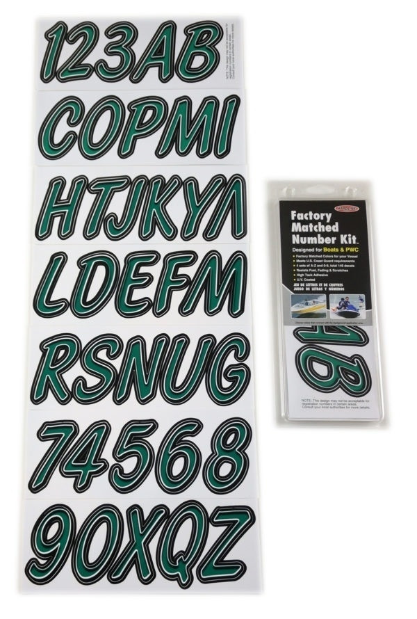 カッティングダイ　一覧 Kawasaki Lettering Forest Green/Black 3″ Registration Kit