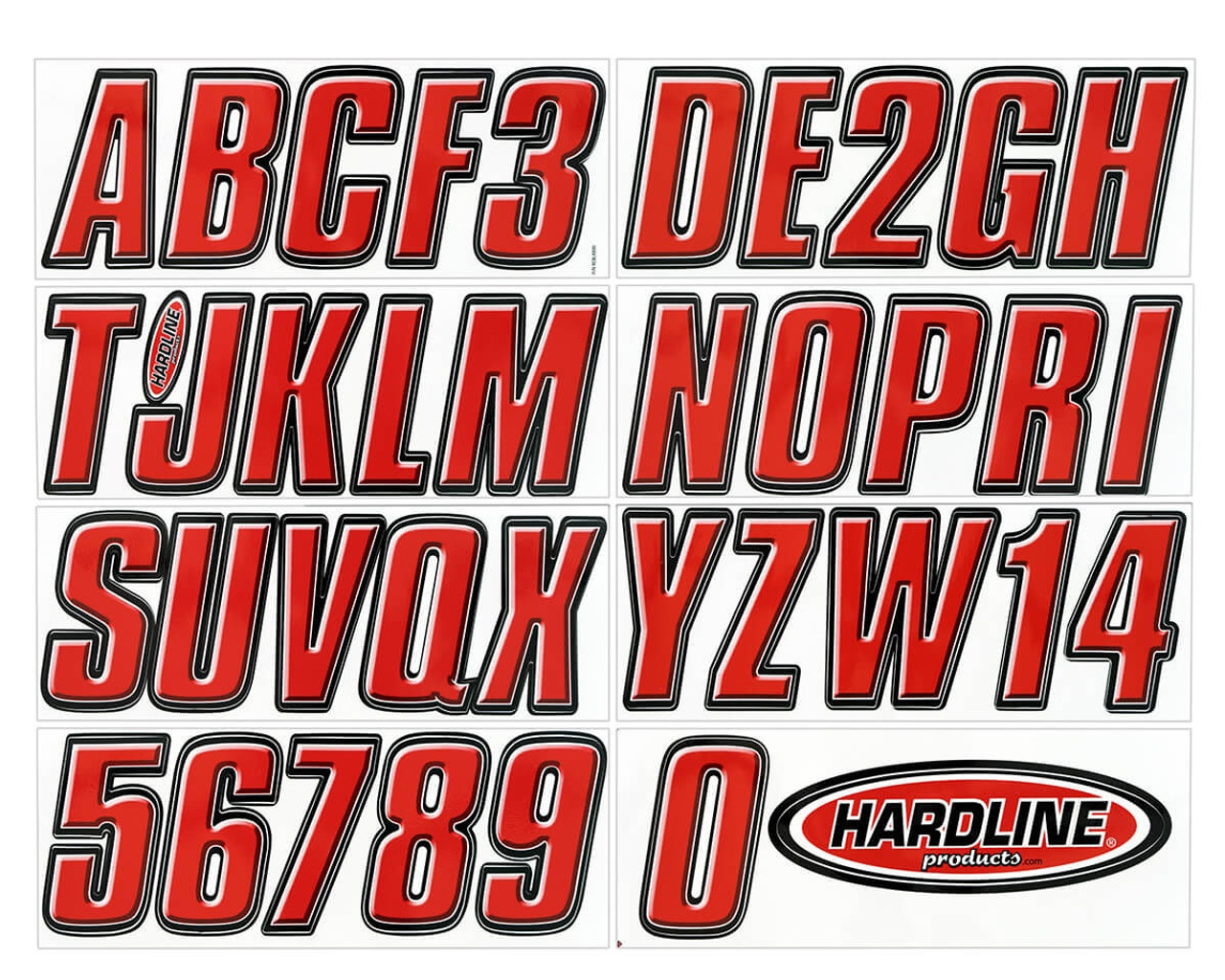 Kawasaki Boat Lettering Redblack 3″ Registration Kit Hardline Products