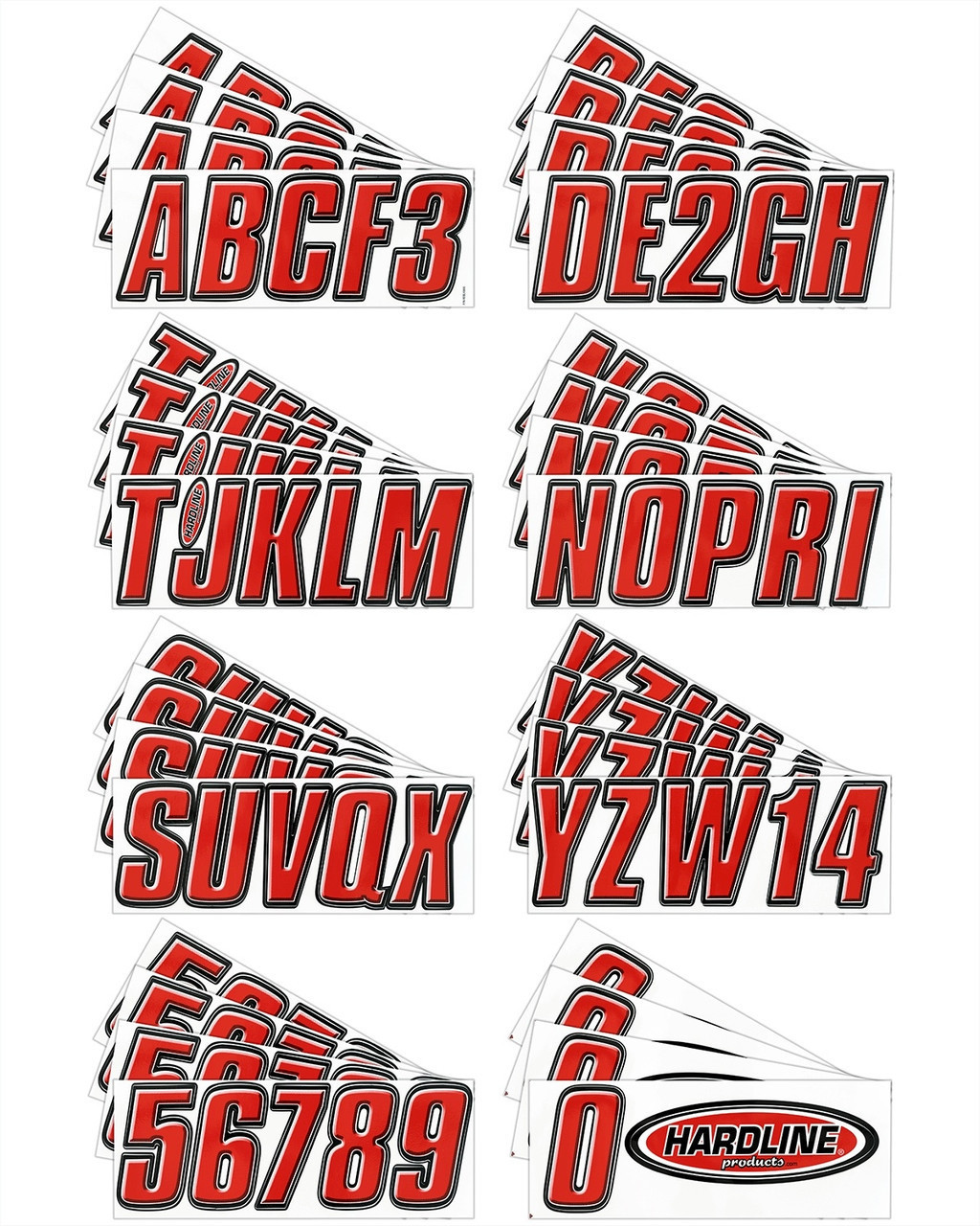 Kawasaki Boat Lettering Red/Black 3″ Registration Kit - Hardline