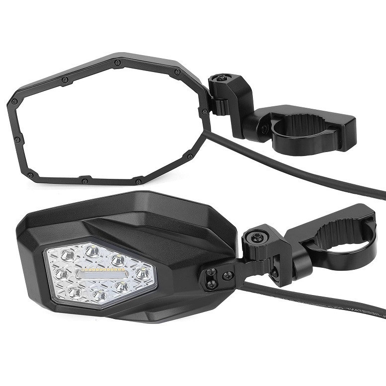 Kawasaki Mule / Teryx LED Lighted Side Mirrors with Green Ground