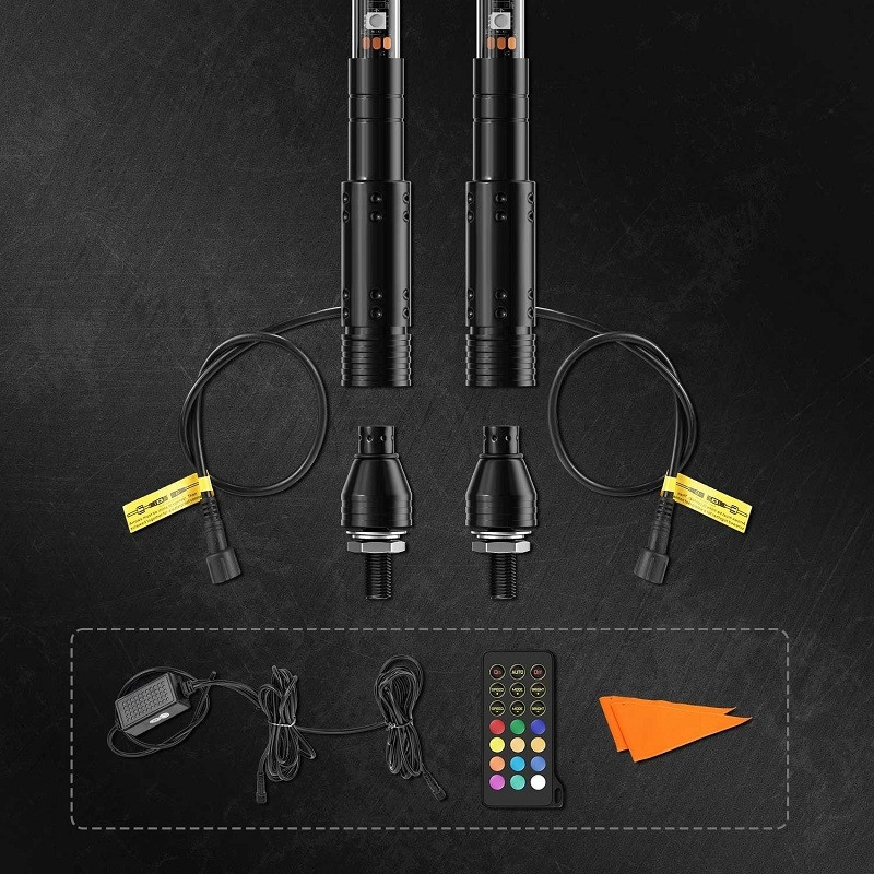 Kawasaki Mule/KRX/Teryx LED Whip Lights (5FT & RGB - 2Pcs) by