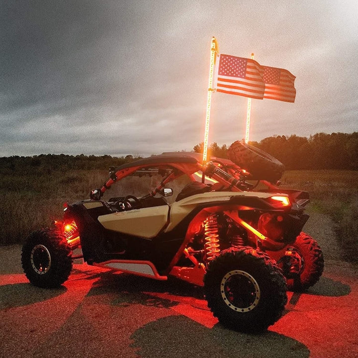 Kawasaki Teryx 3FT 2PC Spiral Whip Light Bluetooth Control with