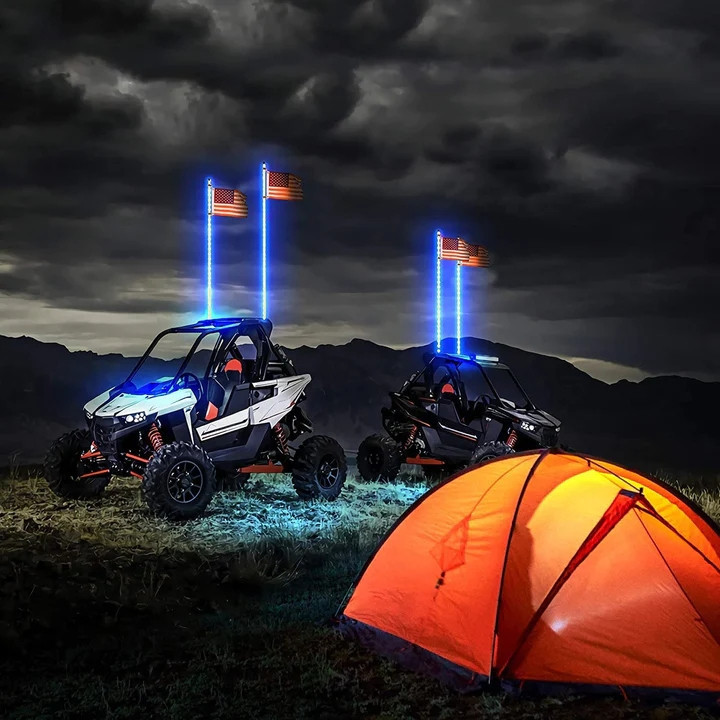 Kawasaki Teryx 3FT 2PC Spiral Whip Light Bluetooth Control with