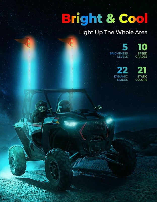 Enhance Your UTV Experience: Kemimoto 5ft Whip Lights for Kawasaki