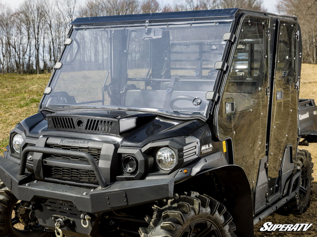 Kawasaki Mule Pro Scratch-Resistant Full Windshield by SuperATV WS