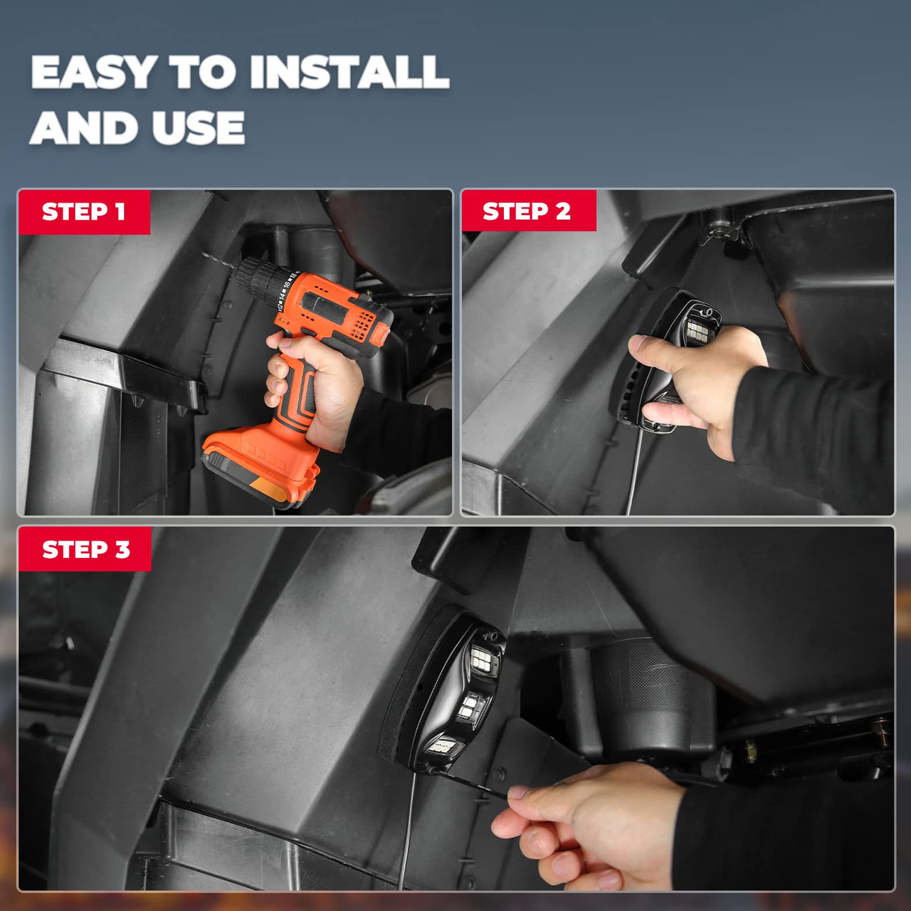 Kawasaki Mule / Teryx Rock Light Kit & Spiral Whip Lights by