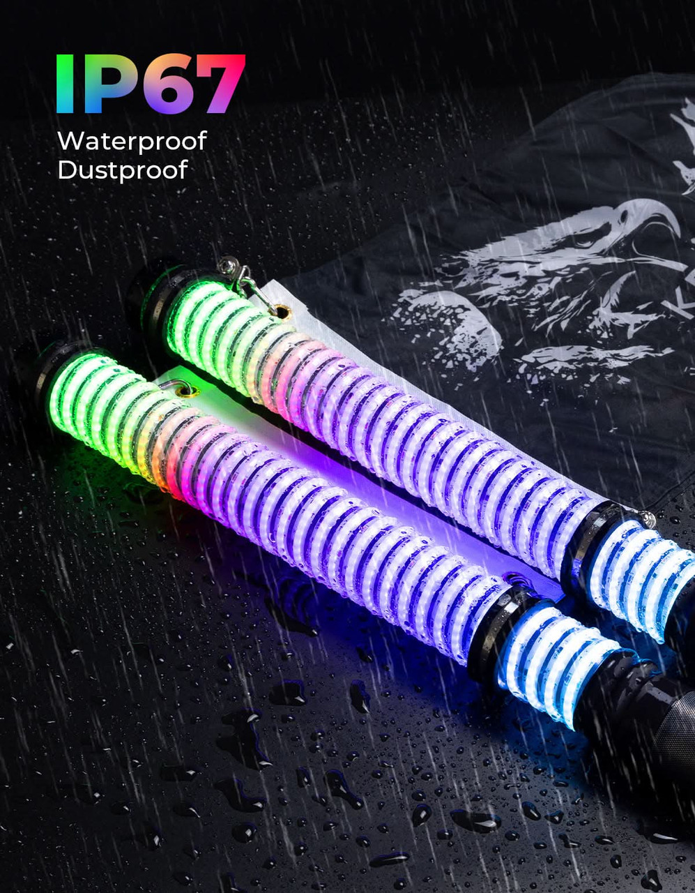 FAT LIGHT SLIM 450W LED グロウライト MeanWell Kawasaki Mule / Teryx 2PCS 2' Fat Whip Lights with Turning Signal