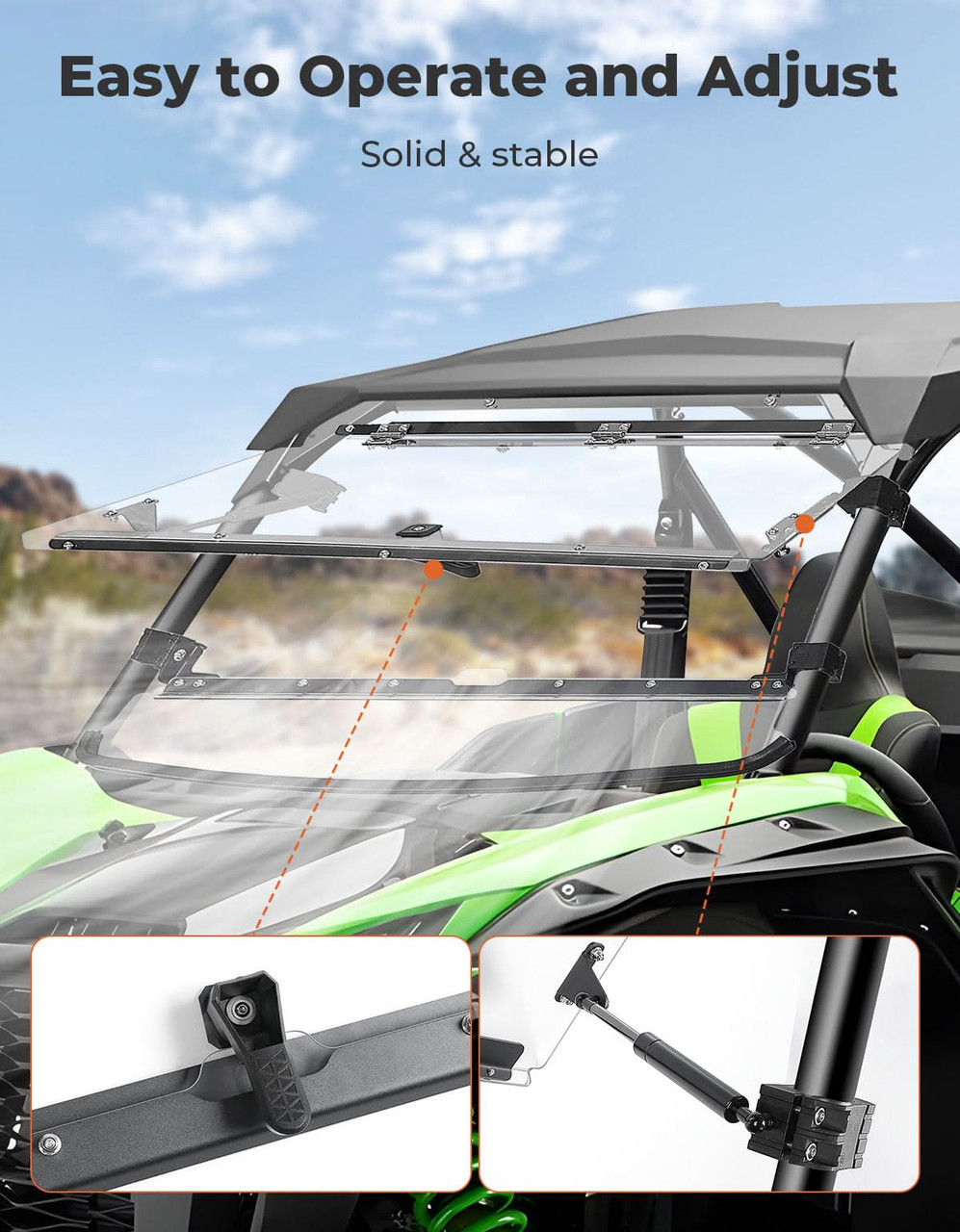Kawasaki Teryx KRX 1000 Scratch Resistant Flip Windshield by
