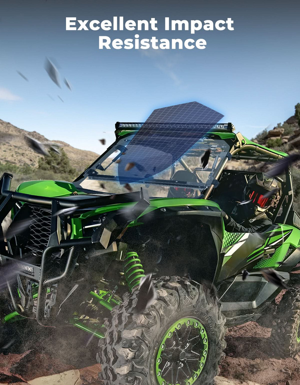 Kawasaki Teryx KRX 1000 Scratch Resistant Flip Windshield by