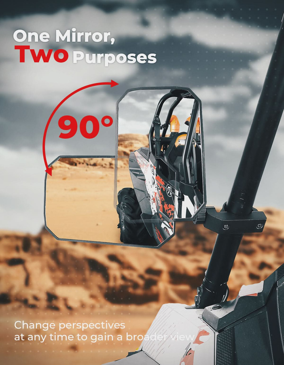 Kawasaki Teryx/KRX UTV Aluminum Side Mirrors by Kemimoto - B0106