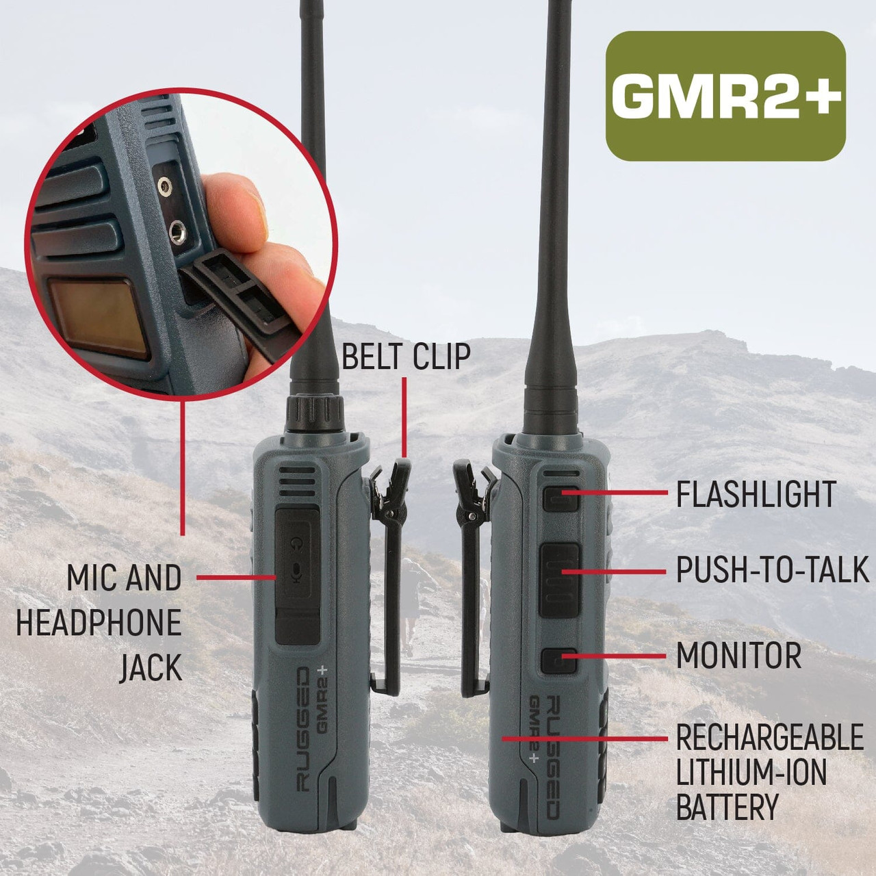 Kawasaki Teryx/Mule/KRX/Ridge Rugged GMR2 PLUS - GMRS and FRS Two