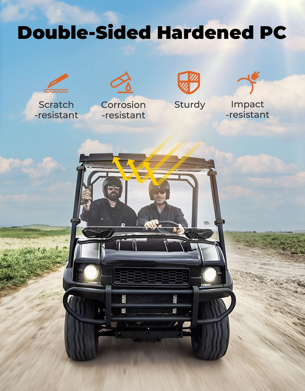 Kawasaki Mule SX Vented Front Full Windshield with Adjustable