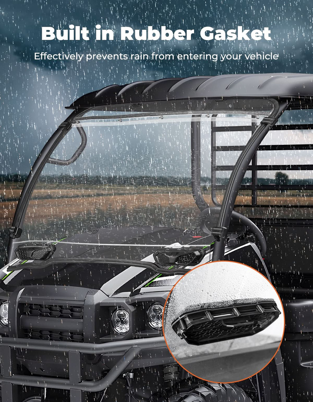 マツモト Kawasaki Mule SX Vented Front Full Windshield with Adjustable