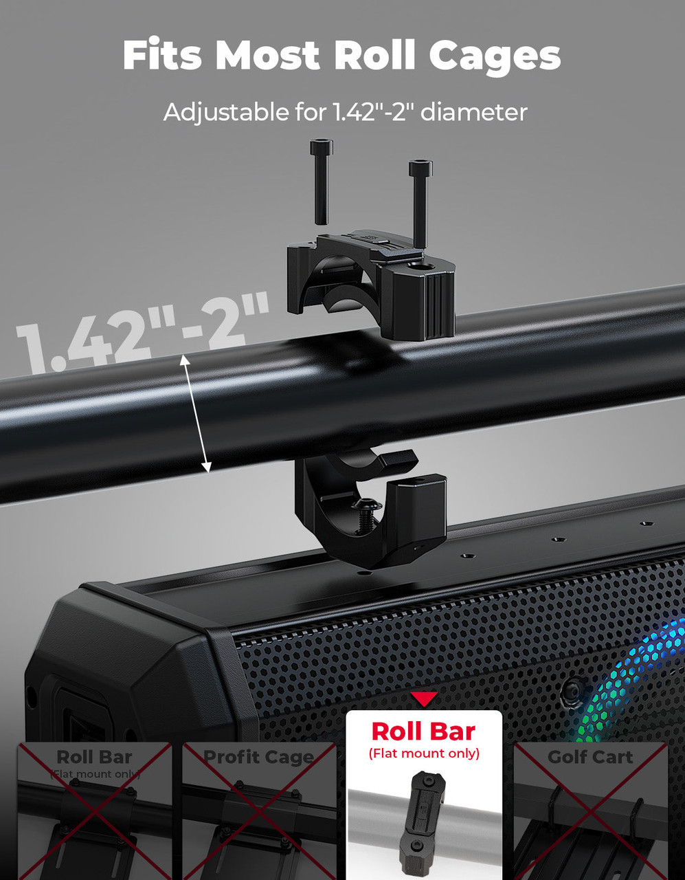 Kawasaki Offroad Midnight 90 Roof Soundbar Bluetooth 10 Speakers