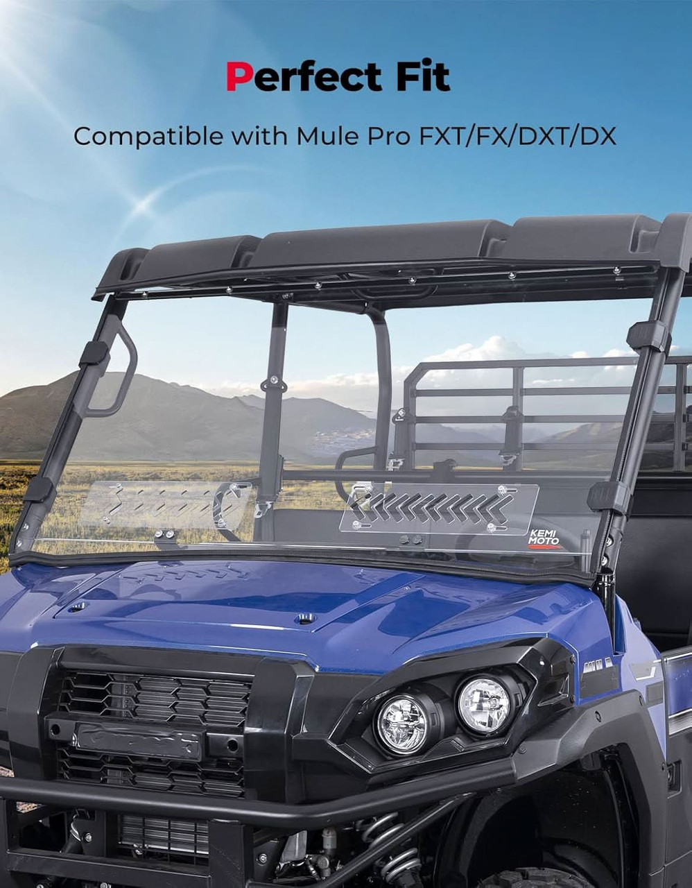 Kawasaki Mule Pro FX/FXT/DX/DXT PC Vented Windshield by Kemimoto