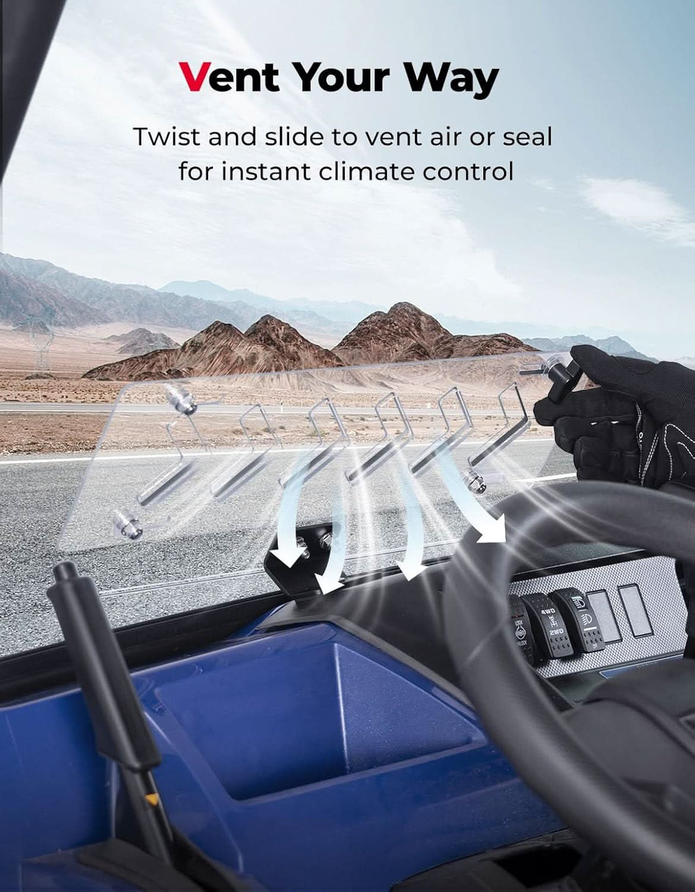 Kawasaki Mule Pro FX/FXT/DX/DXT PC Vented Windshield by Kemimoto