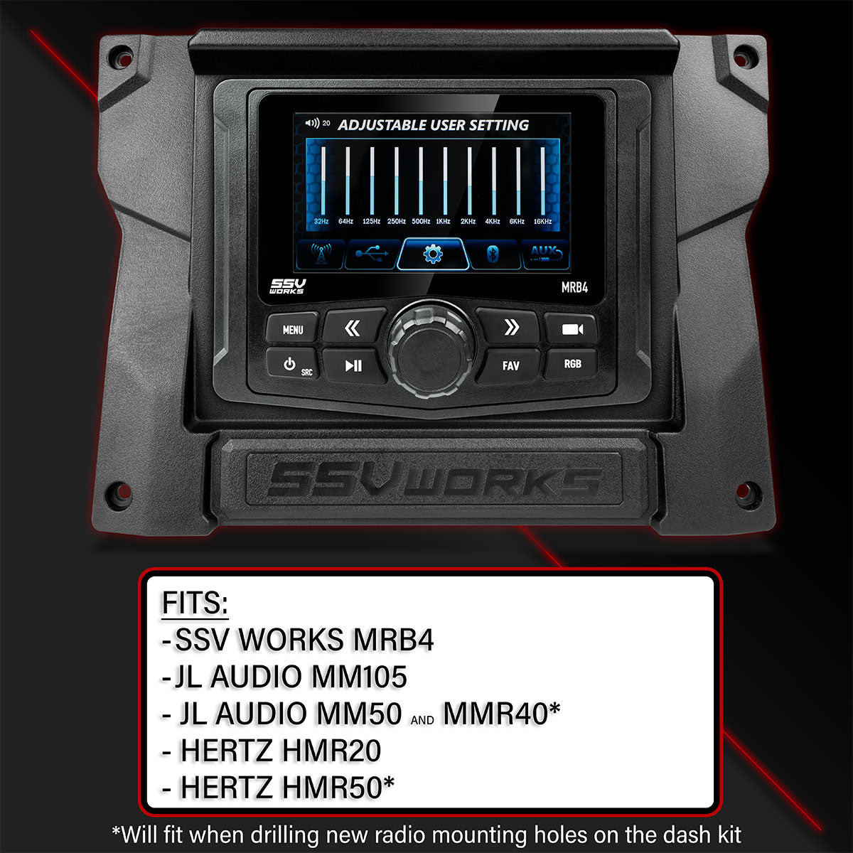 Kawasaki Teryx KRX 1000 Multi-Media Receiver Dash Kit by SSV Works