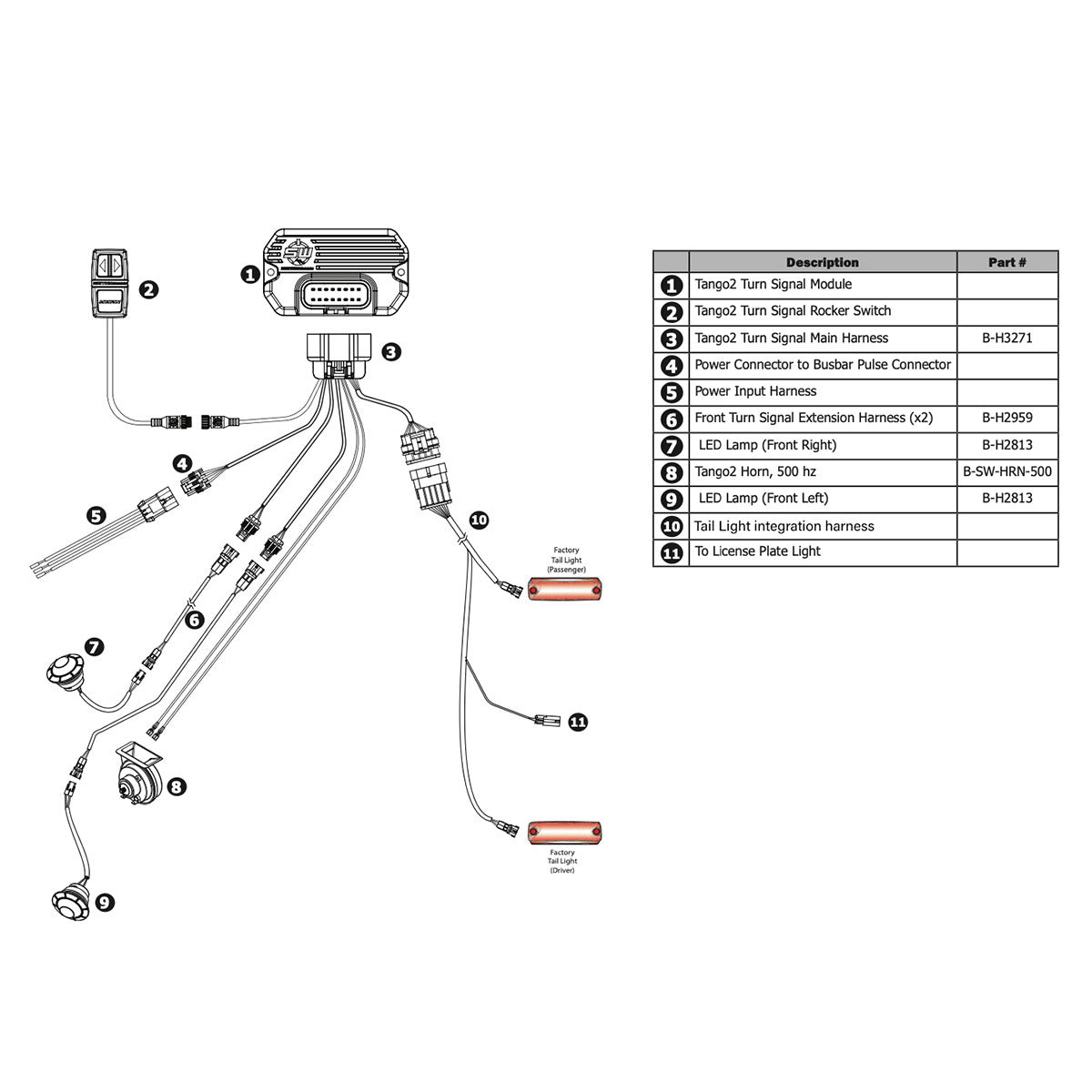 Kawasaki Teryx KRX 1000 Tango2 Vehicle Specific Turn-Signal Kit w