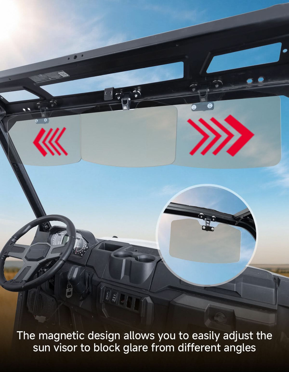 Kawasaki Teryx/Mule/KRX/Ridge Universal UTV Magnetic Sun Visor for