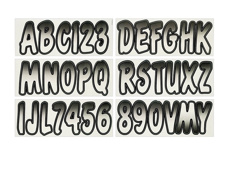 Kawasaki Boat Lettering White/Black 3″ Registration Kit - Hardline