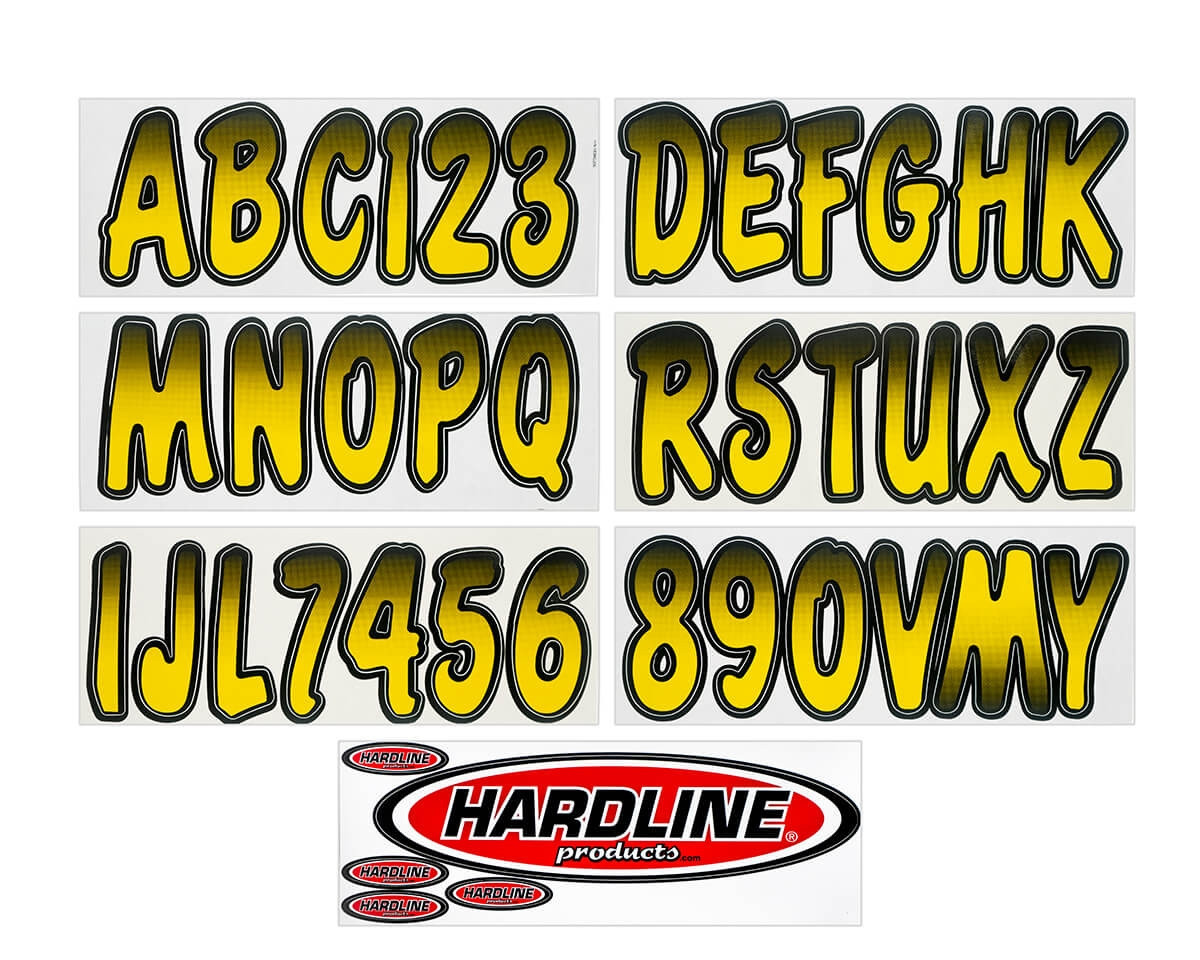 カッティングダイ　一覧 Kawasaki Lettering Yellow/Black 3″ Registration Kit - Hardline
