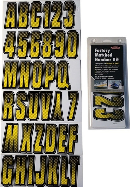 Kawasaki Boat Lettering Yellow/Black 3″ Registration Kit