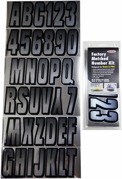 Kawasaki Boat Lettering Chrome/Black 3″ Registration Kit