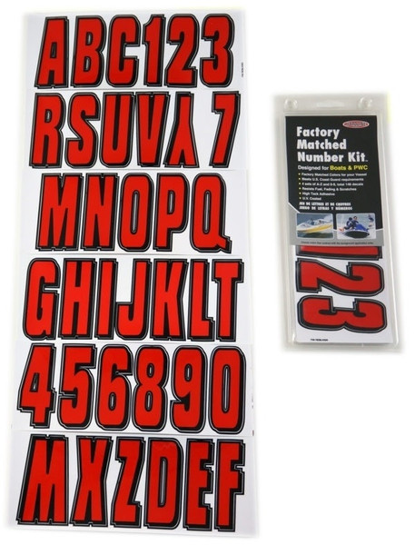 Kawasaki Boat Lettering Red/Black 3″ Registration Kit