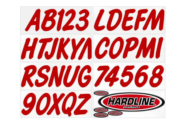 Kawasaki Boat Lettering Solid Red 3  Registration Kit by Hardline Products RED400EC.-EKO