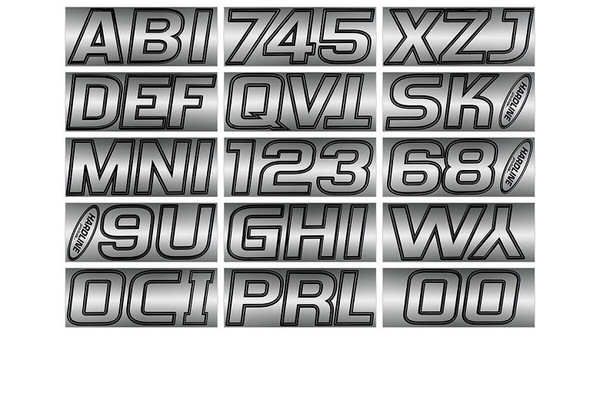 Kawasaki Boat Lettering Chrome/Black 3″ Registration Kit by Hardline Products