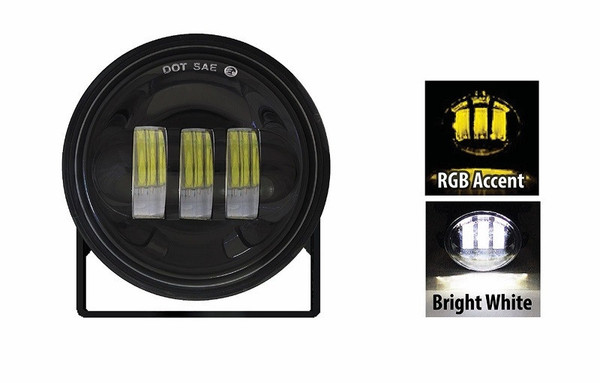 Kawasaki Mule / Teryx 4 Inch 30W Black Spot Round Pod With Adjustable Angle And RGB Accent by Quake LED