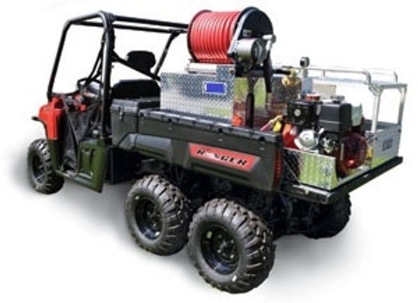 Kawasaki Mule / Teryx FIRELITE® Supermax Transport Skid Unit Darley-Davey Pump - 85 Gal Poly Water Tank / Hannay Reel & Rescue Area by Kimtek 
