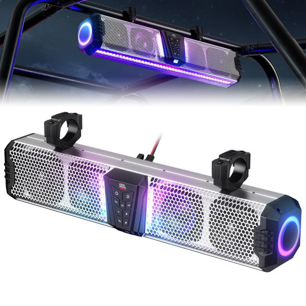 Kawasaki Mule/Teryx Midnight S60 26" RGB UTV Sound Bar for Golf Cart Marine 1"-2" Roll Bar by Kemimoto