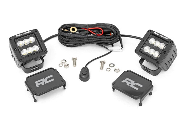 Kawasaki Teryx/Mule/KRX/Ridge 2" Square Black Series LED Light Pair by Rough Country