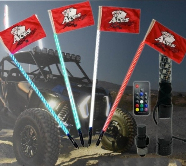 Kawasaki Teryx / Mule 200 Combination Deluxe Lighted Whips by Aces Racing
