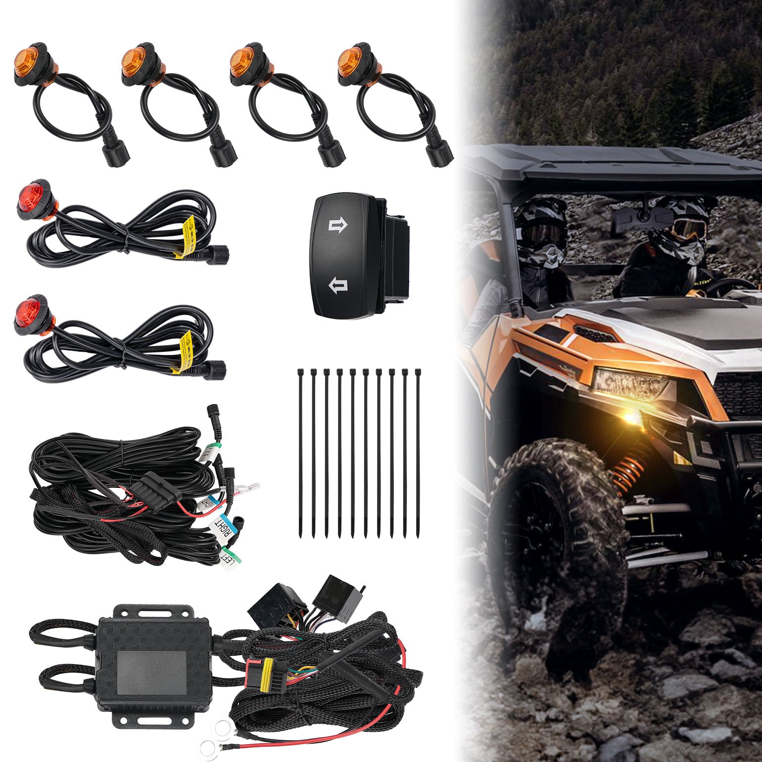 カムヤライド Kawasaki Mule / KRX / Teryx Plug & Play Turn Signal Kit by