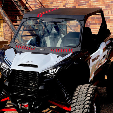 Kawasaki KRX Vented DOT Black Vents Glass Windshield by Bent Metal