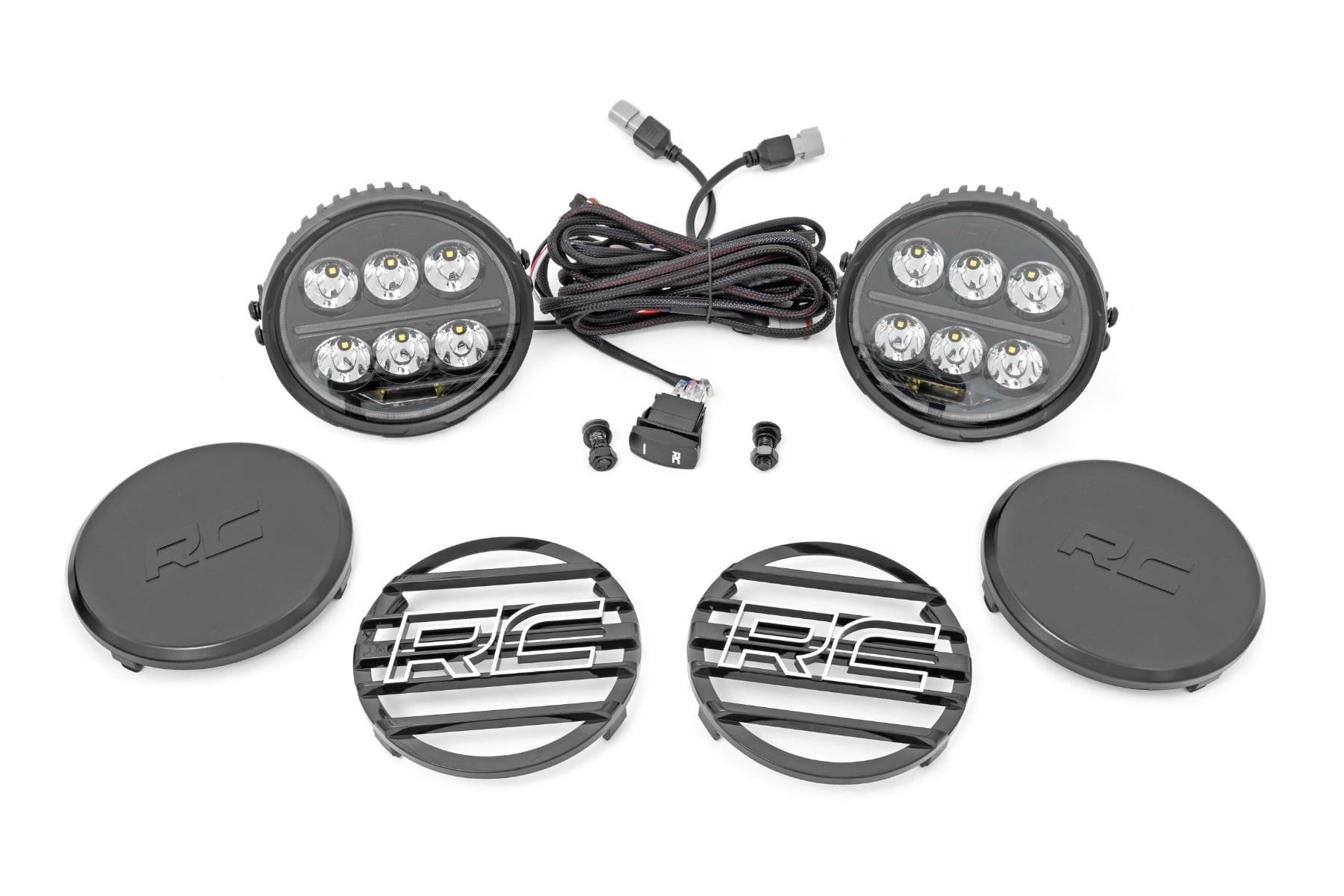Kawasaki Offroad 6.5 Inch Black Series White/Amber DRL Halo Round