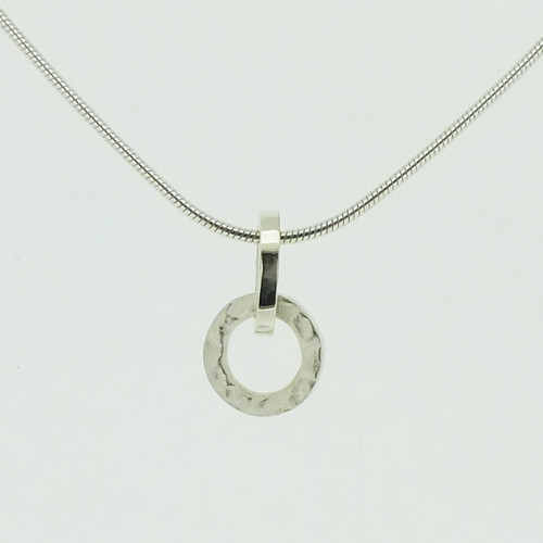 Small Ring Pendant in textured sterling silver