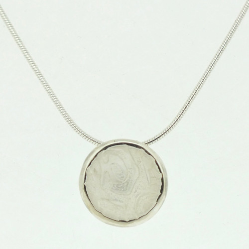 Concave Cup Pendant in textured sterling silver